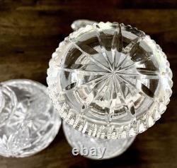 Pair Antique ABP Cut Glass Decanters Heavy Crystal Hobstar Fan