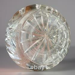 Pair Antique ABP Cut Glass Decanters Heavy Crystal Hobstar Fan