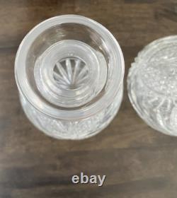 Pair Antique ABP Cut Glass Decanters Heavy Crystal Hobstar Fan