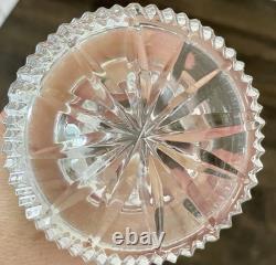 Pair Antique ABP Cut Glass Decanters Heavy Crystal Hobstar Fan