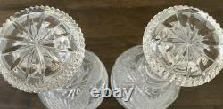 Pair Antique ABP Cut Glass Decanters Heavy Crystal Hobstar Fan