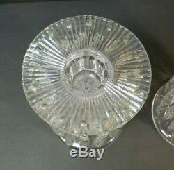 Pair Antique Cut Crystal 5.5 Mantle Lusters, Candlesticks with Prisms