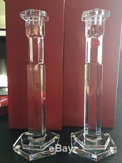 Pair Baccarat Abysse cut glass crystal candelsticks brand new in original boxes