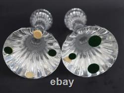 Pair Baccarat France Cut Crystal Glass Candlesticks in Massena Signed