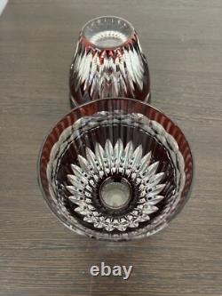 Pair Faberge Na Zdorovye Ruby Cut to Clear Cased Crystal DOF Rocks Whisky Glass