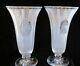 Pair Hawke's American Brilliant Period Cut Crystal 8 Cameo Vases Signed