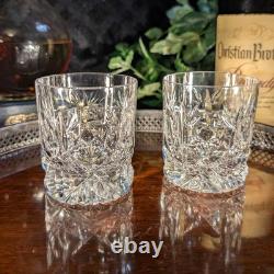 Pair High Quality Clear Heavy Cut Crystal Old Fashioned Whiskey Lowball Glasses