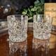 Pair High Quality Clear Heavy Cut Crystal Old Fashioned Whiskey Lowball Glasses