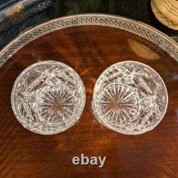 Pair High Quality Clear Heavy Cut Crystal Old Fashioned Whiskey Lowball Glasses