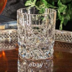 Pair High Quality Clear Heavy Cut Crystal Old Fashioned Whiskey Lowball Glasses