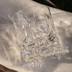 Pair High Quality Clear Heavy Cut Crystal Old Fashioned Whiskey Lowball Glasses