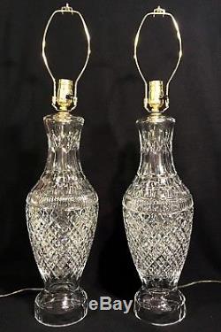 Pair Large WATERFORD TRAMORE Cut Crystal TABLE LAMPS