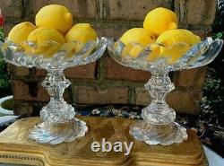 Pair Of Antique Georgian Cut Glass Crystal Compotes Bowl Anglo Irish