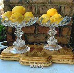 Pair Of Antique Georgian Cut Glass Crystal Compotes Bowl Anglo Irish