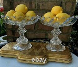 Pair Of Antique Georgian Cut Glass Crystal Compotes Bowl Anglo Irish