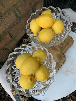 Pair Of Antique Georgian Cut Glass Crystal Compotes Bowl Anglo Irish