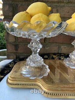 Pair Of Antique Georgian Cut Glass Crystal Compotes Bowl Anglo Irish