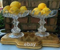 Pair Of Antique Georgian Cut Glass Crystal Compotes Bowl Anglo Irish