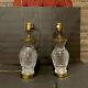 Pair Of Vintage Waterford Cut Crystal & Brass Lismore Table Lamp. 2 Lamps