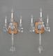 Pair Overscale Crystal and Cut Glass Three Arm Electric Wall Sconces Circa 1940