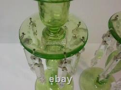 Pair Pairpoint 11.75 Luster Candlesticks, Wheel Cut Crystal, Controlled Bubble