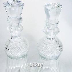 Pair Phillips Glass Co Decanters Thistle Cut Edinburgh Crystal Montreal Candada
