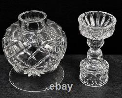 Pair Vintage Cut Crystal Hurricane Candle Holders Brilliant Glass 10 Elegant