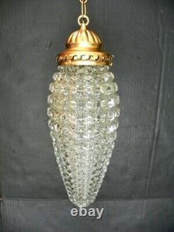 Pair Vintage Hanging Swag Crystal Diamond Cut Lamps Bathroom Entry Pendant