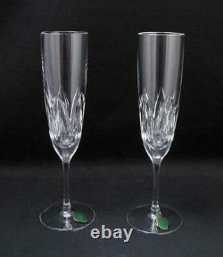 Pair Waterford Cut Crystal Brodey Champagne Flutes Glasses Discontinued