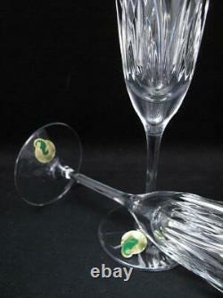 Pair Waterford Cut Crystal Brodey Champagne Flutes Glasses Discontinued