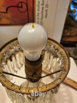 Pair of Antique American Brilliant Cut Glass Lamps