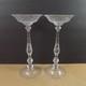 Pair of Antique Engraved Floral Rock Crystal Toasting Saucers 10.75 Tall VGC