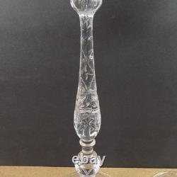 Pair of Antique Engraved Floral Rock Crystal Toasting Saucers 10.75 Tall VGC