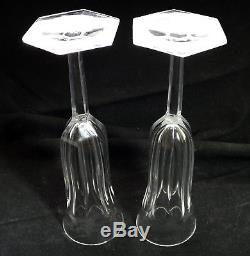 Pair of Baccarat Cut Crystal Champagne Flute Glasses Malmaison Pattern 7 1/2'