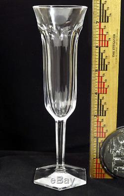 Pair of Baccarat Cut Crystal Champagne Flute Glasses Malmaison Pattern 7 1/2'