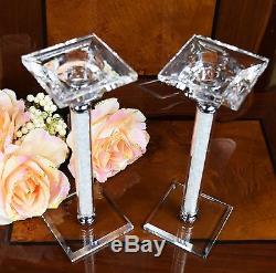 Pair of Crystal Cut Candle Stick Holder Swarovski Elements With Gift Box