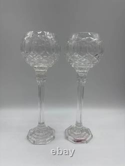 Pair of Cut Crystal Glass Pieces 13 Tall Stunning