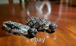 Pair of Victorian Cut Crystal Glass Perfume Bottles Silver Jeweled Top Beautiful