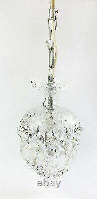 Pair of Vintage Cut Glass Crystal Droplet Chandelier Ceiling Lights