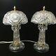 Pair of Vintage Czech Bohemian Cut Crystal Table Lamps, 19Tall, 10 Widest