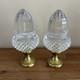 Pair of Vintage French Cut Crystal Glass Stair Newel Finials Boule D' Escalier