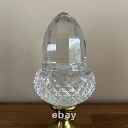 Pair of Vintage French Cut Crystal Glass Stair Newel Finials Boule D' Escalier