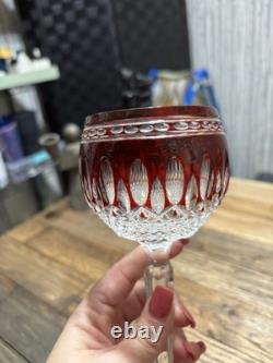 Pair of Waterford Clarendon- Ruby Hock Crystal Wine Glasses