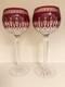 Pair of Waterford Clarendon- Ruby Hock Crystal Wine Glasses Cut To Clear Withbox