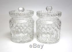 Pair of Waterford Hand Cut Crystal Condiment Jars in Lismore Pattern c1960