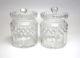 Pair of Waterford Hand Cut Crystal Condiment Jars in Lismore Pattern c1960