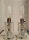 Pair vintage Cut Glass/crystal 16 Parlor Table Mantle Lamps Prisms
