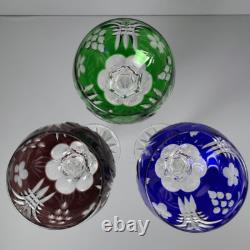 Park Avenue Cut to Clear Crystal Vintage Hock Wine Glasses-Set of Three