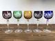 Part Set BOHEMIAN CRYSTAL Cut to Clear Hock Glasses Wine Harlequin Set