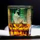 Peacock Edo Kiriko Glass Hand Cut Clear Crystal Whisky Glasses Amber Green 8.5oz